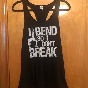 I Bend So I Don't Break yoga racerback black and white tank top XXL